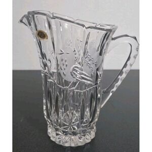 The European Collection Yugoslavia 24% Lead Crystal Barware Pitcher Etched Bird